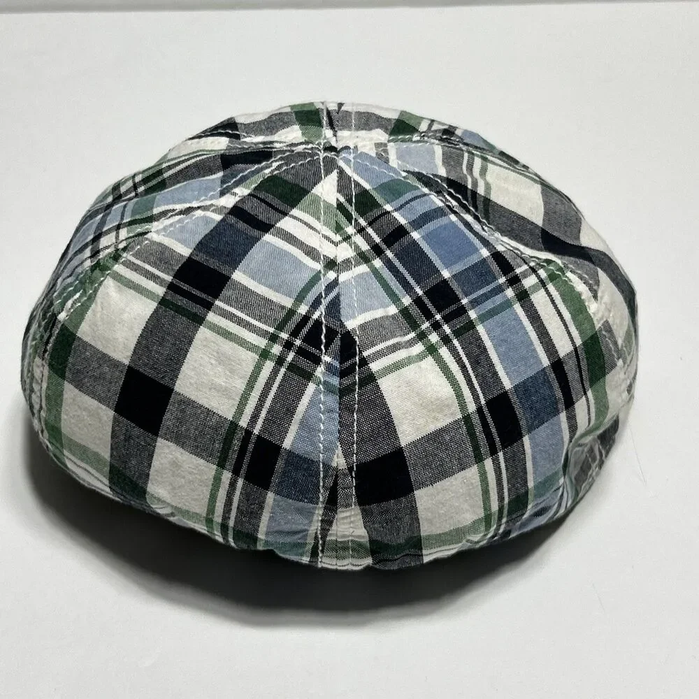 Gymboree Boys Preppy Plaid Golf Hat 4T-5T Cabbie Newsboy Blue Green White